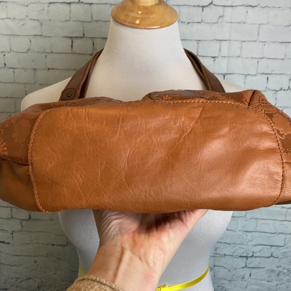 The Sak Indio Genuine Leather Satchel Purse Bag Floral Embossing Western Boho - Picture 6 of 16